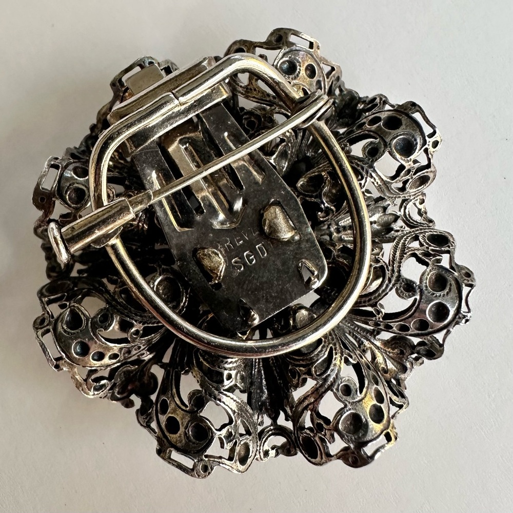 Vintage 1950s Christian Dior Rhinestone Dual Brooch & Scarf / Dress Clip - Picture 4 of 10
